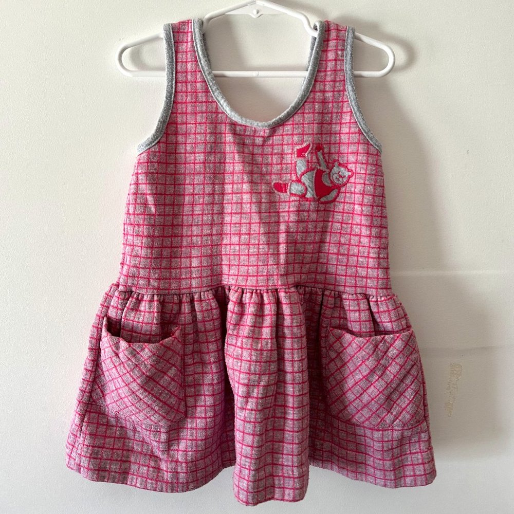 Vintage Health-tex Girls Pink Jumper Dress Size 4 w/ Pockets Exercise Bear